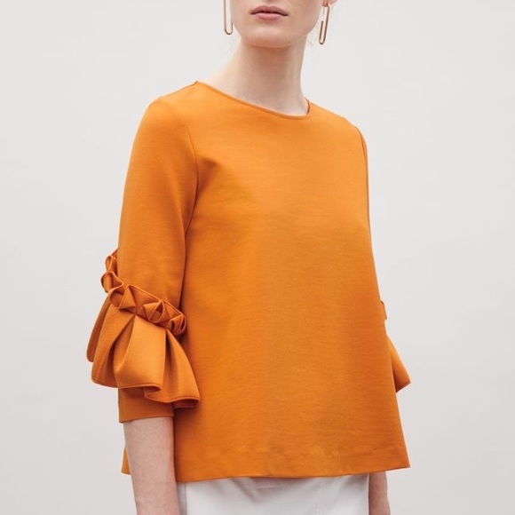 COS Tops - COS Orange Frill Ruffle Detailed Sleeve Blouse